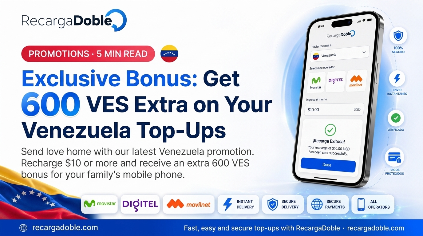 Image describing Exclusive Bonus: Get 600 VES Extra on Your Venezuela Top-Ups