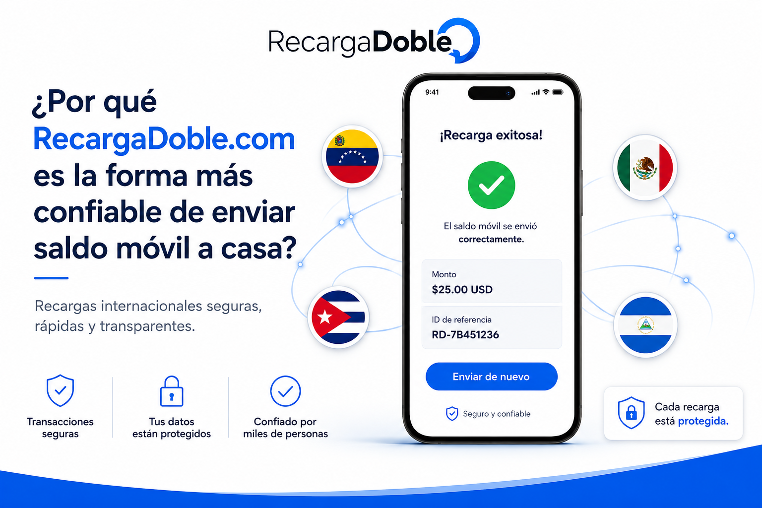 Por qué RecargaDoble.com es la forma más confiable de enviar saldo móvil a casa